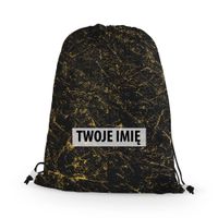 WORKO-PLECAK z Twoim imieniem Czarny marmur i złoto 043