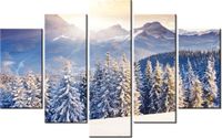 70 100CM OBRAZ 5 ELEM ZIMA GÓRACH DRUK PŁÓTNO