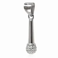 ELEGANCKI RODOWANY SREBRNY WISIOREK MIKROFON MICROPHONE BIAŁE CYRKONIE