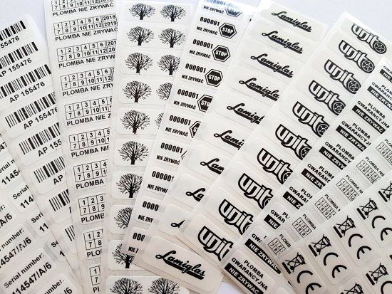 M-0017 - 30x11mm PLOMBY STICKERY BIAŁE ŁAMLIWE zdjęcie 4