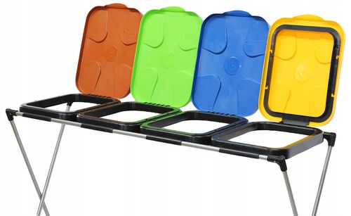 stojak do segregacji odpadów (4-stanowiskowy) niebieski, zielony, brązowy na Arena.pl