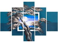 70 100CM OBRAZ 5 ELEM LAZUROWY ZACHÓD SŁOŃCA DRUK PŁÓTNO