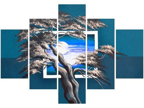 70 100CM OBRAZ 5 ELEM LAZUROWY ZACHÓD SŁOŃCA DRUK PŁÓTNO na Arena.pl