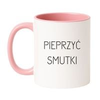 KUBEK "PIEPRZYĆ SMUTKI" Wzór - Klasyczny Biało-Różowy 330 ml