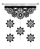 Firana nowoczesna MOTYLE I KWIATY EKRAN z zawieszkami ażur GLAMUR 60x95