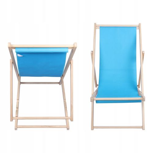 LEŻAK PLAŻOWY OGRODOWY KEMPINGOWY SKŁADANY DREWNIANY FEZ NIEBIESKI na Arena.pl
