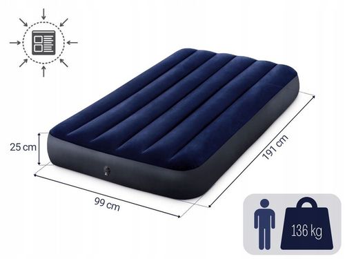 Materac Dmuchany Welurowy Jednoosobowy Łóżko 191x99 Intex 64757 MODEL 2025 na Arena.pl