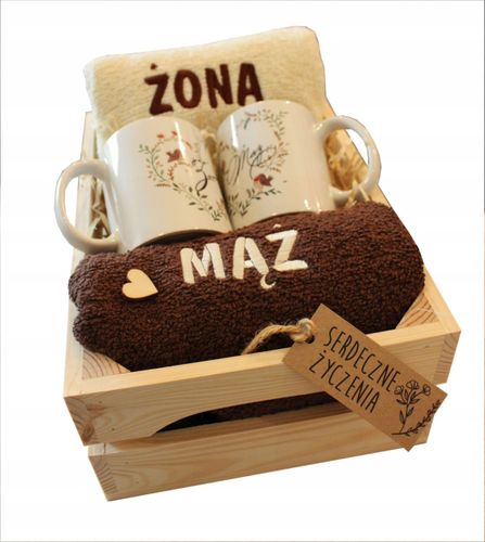 Prezent ślubny Ręczniki z haftem kubki Żona i Mąż na Arena.pl