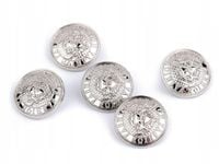 Metalowe guziki nawlekane kształt okrągły fi 25 mm srebrne 5 szt 120793
