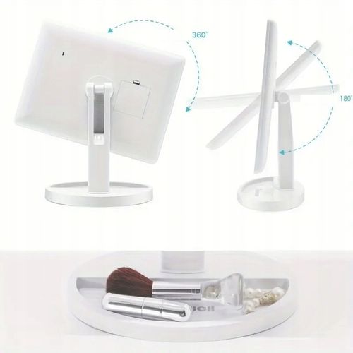 LUSTERKO KOSMETYCZNE PODŚWIETLANE 16 LED DO MAKIJAŻU DUŻE na Arena.pl