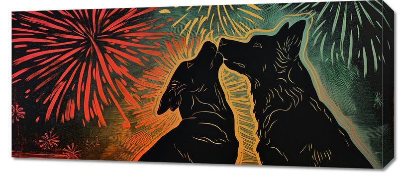 Obraz 90x40cm Psi Uścisk zdjęcie 1