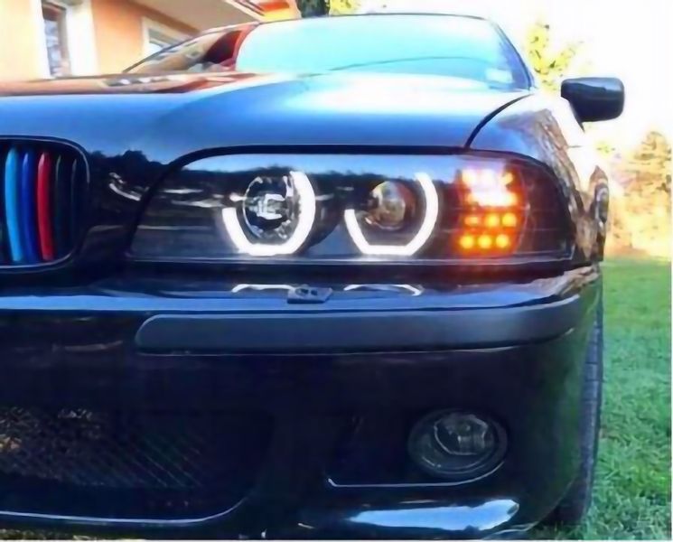 REFLEKTORY LAMPY DO BMW E39 OD 1995 DO 2003 BLACK LED RINGI 3D zdjęcie 7