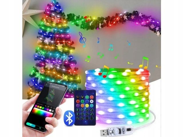 LAMPKI CHOINKOWE INTELIGENTNE 200 LED USB APP BLUETOOTH SMART PILOT zdjęcie 6