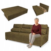 Kanapa sofa KIMO funkcja spania pojemnik Family Meble Ramona brązowy welur