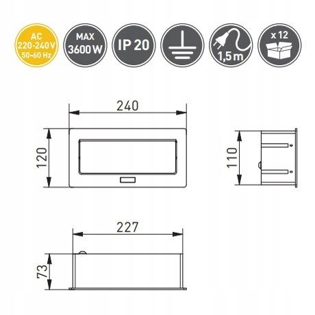 GNIAZDO WPUSZCZANE CHOWANE W BLAT GTV NABLATOWE POTRÓJNE 3G BIAŁE KOMBIBOX na Arena.pl