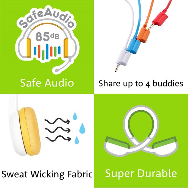 School+ Słuchawki dla Dzieci 3+ 85dB idealne do nauki zdalnej,zielone zdjęcie 8