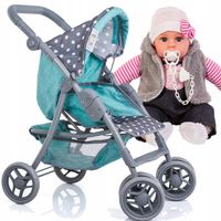 DUŻY WÓZEK DLA LALEK spacerowy spacerówka Doris + LALKA BOBAS
