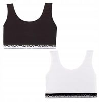 Top Biustonosz Dziewczęcy Bawełniany Czarny Biały Gładkie 2 szt. MORAJ 134