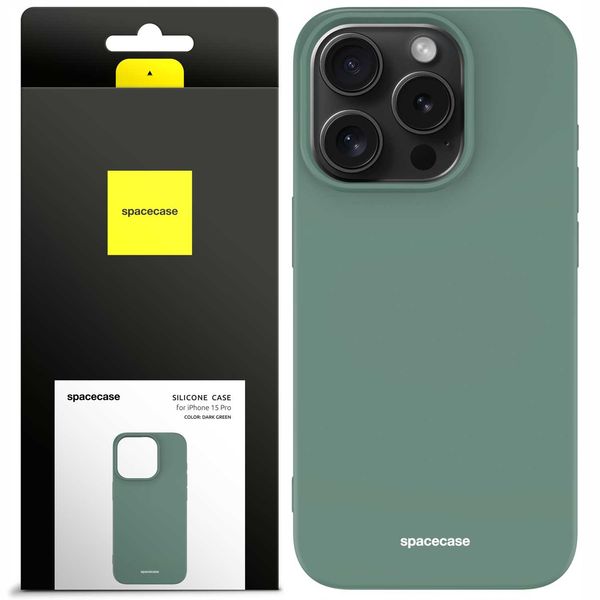 Spacecase Silicone Case iPhone 15 Pro dark green zdjęcie 1