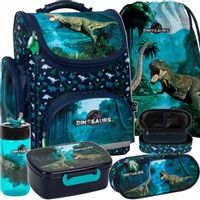 KOMPLET TORNISTER SZKOLNY DINOZAURY DO 1 KLASY PODSTAWÓWKI DLA CHŁOPAKÓW