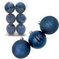 BOMBKI CHOINKOWE 8cm OZDOBY NA CHOINKĘ DUŻE ZAWIESZKI GRANATOWE 6 sztuk