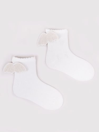 Skarpety dziewczęce bawełniane gładkie ze skrzydłami 3PAK 23-26 YOCLUB na Arena.pl