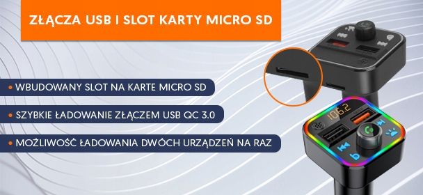 Transmiter FM Bluetooth USB microSD zdjęcie 4