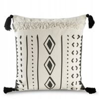 Poszewka na poduszkę jasiek BOHO 24 chwosty 45x45 cm kremowa dekoracyjna