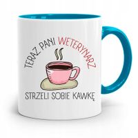 Kubek Błękitny Weterynarza Strzeli Sobie Kawkę Z Nadrukiem Ze Zdjęciem