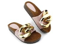 Różowe klapki duży łańcuch 38