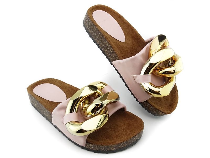 Różowe klapki duży łańcuch 37 zdjęcie 1