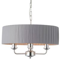 Żyrandol Highclere 94394 Endon plisowany abażur nikiel szary