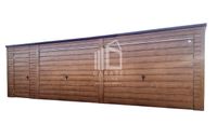 GARAŻ BLASZANY 8m x 6m - spad tył - 2x Brama  + drzwi  ID200