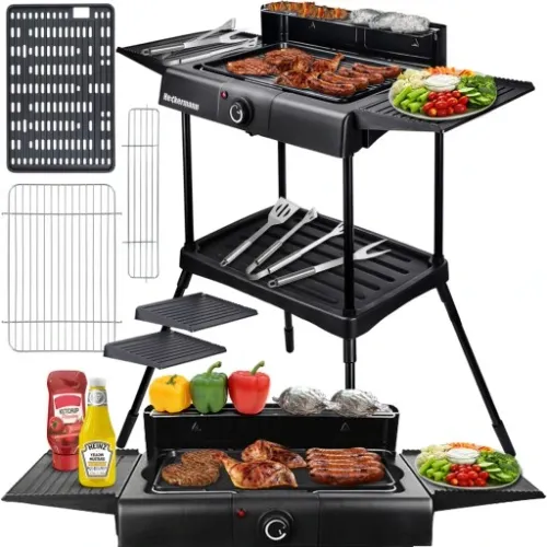 DUŻY GRILL ELEKTRYCZNY OGRODOWY STOJĄCY 2000W 2w1 na Arena.pl