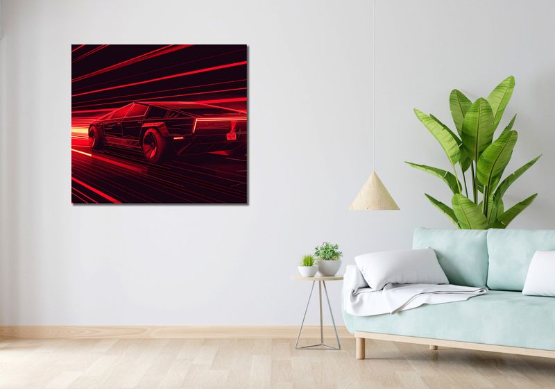 Obraz 100x90cm Prędkość w Czerwonym Neonie zdjęcie 2