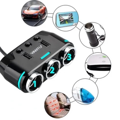 ROZDZIELACZ GNIAZDA ZAPALNICZKI 12V/24V ŁADOWARKA 3.1A + WOLTOMIERZ na Arena.pl