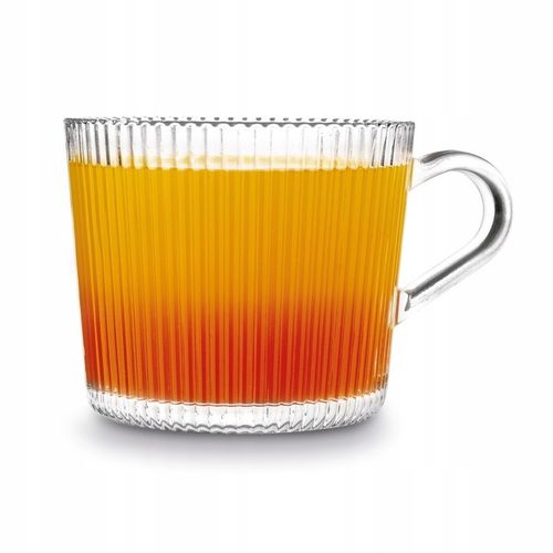 Zestaw SZKLANKI DO KAWY napojów SZKLANY KUBEK do herbaty Z UCHEM 6x400ml na Arena.pl