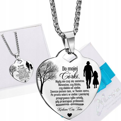 Łańcuszek ZAWIESZKA Serce Srebrny NASZYJNIK Dla CÓRKI od Taty GRAWER BOX na Arena.pl