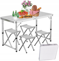 Turystyczny Stolik ogrodowy Składany Cateringowy + 4 Taborety składa OUTLET