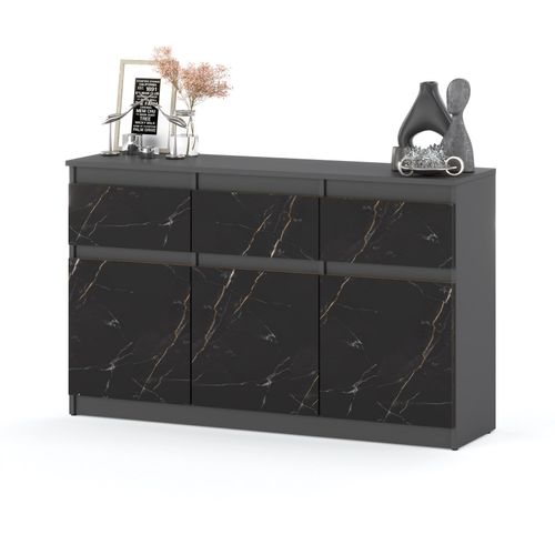 Komoda Pojemna 3 Szuflady Szafka Do Sypialni 120cm Szary San Sebastian na Arena.pl