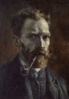Plakat 70x100cm  Self-Portrait with Pipe, Van Gogh Vintage
