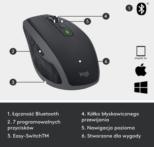 MYSZ BEZPRZEWODOWA LOGITECH MX ANYWHERE 2S BLUETOOTH EDITION 910-007231 zdjęcie 14
