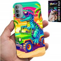 ETUI DO MOTOROLA G31 / G41 - DINOZAUR W CIĘŻARÓWCE WZORY DLA DZIECI