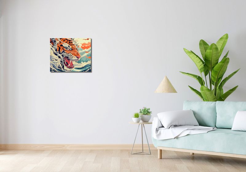 Obraz 50x40cm Tygrys Na Fali zdjęcie 2