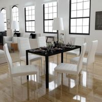 7-częściowy zestaw stołowy do jadalni w kolorze, czarnym/białym