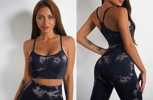 LEGGINSY SPORTOWE CZARNE DAMSKIE PUSH UP KOMPLET Stanik i Leginsy Top GYM L na Arena.pl