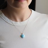 Zawieszka - larimar serce w srebrze rodowanym 2