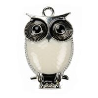 Zawieszka metalowa SOWA emaliowana 17x27mm biała 1szt.