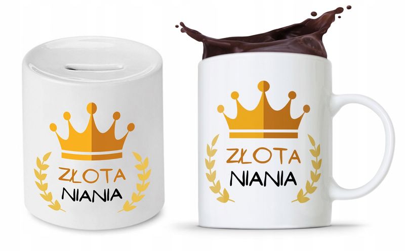 Zestaw Dla Niani Opiekunki Kubek + Skarbonka Z Nadrukiem Ze Zdjęciem zdjęcie 1