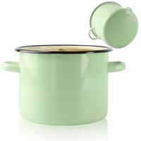 GARNEK TRADYCYJNY EMALIOWANY 3 L SELEDYN PROSTY GŁADKI WYSOKI GAZ INDUKCJA